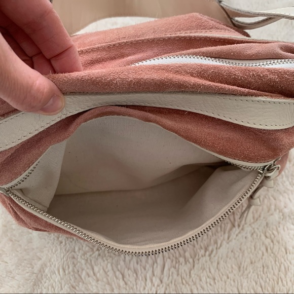 NWOT - Francesco Biasia pink suede crossbody bag - Picture 9 of 14